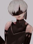  closed_eyes grey_background lumicakes male_focus nier_(series) nier_automata simple_background solo upper_body white_hair yorha_no._9_type_s 