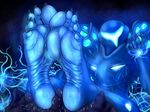  5_fingers 5_toes abstract_background alien ambiguous_gender charging claws dark_samus feet foot_fetish foot_focus glowing hi_res humanoid humanoid_feet looking_at_viewer metroid nintendo plantigrade quintonquill soles solo sweat toe_claws toes video_games 