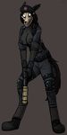  anthro big_breasts black_fur breasts canine caveira clothed clothing female fur gun hair handgun hat hi_res holding_object holding_weapon kea_(artist) looking_at_viewer mammal monster nipples pistol rainbow_six rainbow_six:_siege ranged_weapon scp-1471 scp_foundation simple_background skull solo standing weapon 