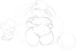  anthro areola big_breasts black_and_white breasts deb_(nyquil) dream ear_piercing eyes_closed female half-closed_eyes holding_breast jigglypuff long_ears monochrome navel nintendo nipples nude nyquil piercing pok&eacute;mon pok&eacute;mon_(species) pussy simple_background sketch standing thick_thighs video_games voluptuous white_background wigglytuff 