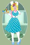 bunny_girl corset dress drinks furry high_heels housewife kitchen lipstick micki_(artist) smile stepfordization stockings 