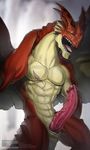  abs anthro biceps dragon erection igneel invalid_tag male muscular open_mouth pecs penis precum scalie scar sharp_teeth solo teeth tired todex tongue western_dragon wings yawn 