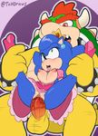  anthro areola balls big_breasts blue_fur bowser breasts clothing crossgender duo erect_nipples erection female fur green_eyes hair hedgehog horn koopa male mammal mario_bros nintendo nipples nude open_mouth penis scalie sex sonic_(series) sonic_the_hedgehog spikes the_other_half video_games 