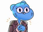  2016 4:3 anthro blue_fur business_suit cartoon_network cat clothing digital_media_(artwork) eyelashes feline female fur grainy hi_res junyoi looking_at_viewer mammal nicole_watterson pink_nose pose rubbing_hands shoulder_pads simple_background smile solo suit the_amazing_world_of_gumball whiskers white_background 