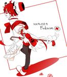  asymmetrical_clothes bandaid bandaid_on_nose boots cane character_name copyright_name fukase gloves hat head_flag headset leg_up male_focus mizuhoshi_taichi pale_skin pantyhose paw_print point_(vocaloid) red_eyes red_hair shorts top_hat vocaloid 