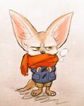  anthro big_ears canine clothed clothing disney fennec finnick fox fully_clothed fur male mammal mortic_ox simple_background standing winter zootopia 