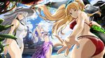  absurdres alternate_costume ass azur_lane bangs bare_arms bare_legs beach bikini blonde_hair blue_eyes blue_ribbon blue_sky blush breasts cleavage closed_eyes closed_mouth cloud commentary_request day earrings engine enterprise_(azur_lane) eyebrows_visible_through_hair eyewear_on_head floating_hair flower green_eyes hair_between_eyes hair_ribbon hat highres hornet_(azur_lane) innertube jewelry large_breasts leaf long_hair looking_at_viewer mi_mi_ham moss multiple_girls nail_polish navel o-ring one-piece_swimsuit one_eye_closed open_mouth outdoors parted_lips purple_eyes reaching_out ribbon rose sarong ship silver_hair sky smile stomach stretch sun_hat sunglasses swimsuit thighs twintails very_long_hair watercraft yorktown_(azur_lane) 