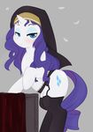  2015 blue_eyes blush clothed clothing cutie_mark equine eyeshadow female feral friendship_is_magic grey_background hair half-closed_eyes hi_res horn legwear long_hair looking_at_viewer makeup mammal my_little_pony purple_hair rarity_(mlp) simple_background solo stockings unicorn zoarity 