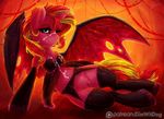  2016 bra clothed clothed_feral clothing cum cum_on_face demon digital_media_(artwork) dimwitdog equestria_girls equine female feral garter_belt garter_straps hair horn legwear lingerie long_hair mammal membranous_wings multicolored_hair my_little_pony one_eye_closed patreon pussy solo stockings sunset_shimmer_(eg) translucent transparent_clothing two_tone_hair underwear unicorn wings 