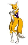  anthro black_sclera breasts canine couldnotparseline digimon female fox fur mammal nude renamon simple_background solo yellow_fur 
