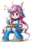  2018 anthro clothed clothing dragon eating female freedom_planet freedom_planet_2 hair horn long_hair nikoyosan purple_eyes purple_hair sash_lilac signature simple_background sitting solo video_games white_background 