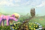  2018 blonde_hair cutie_mark day detailed_background digital_media_(artwork) equine flower friendship_is_magic grass hair lily_(mlp) mammal my_little_pony nemo2d outside plant sky yellow_eyes 