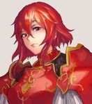  armor fire_emblem fire_emblem:_monshou_no_nazo hashiko_(neleven) headband looking_at_viewer minerva_(fire_emblem) red_armor red_eyes red_hair short_hair solo 
