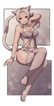  :d animal_ears arm_at_side bangs bare_arms bare_shoulders bow bow_panties bra breasts brown_eyes cat_ears cat_girl cat_tail choker cleavage collarbone crossed_legs eyebrows_visible_through_hair fingernails full_body grey_bow grey_bra grey_hair grey_legwear grey_panties hair_ornament hand_on_own_cheek hand_up highres lace lace_legwear lamb-oic029 long_hair looking_at_viewer medium_breasts open_mouth original panties parted_bangs ponytail purple_ribbon ribbon silver_hair sitting smile solo tail thighhighs underwear underwear_only upper_teeth white_neckwear wristband 