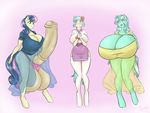  2018 absurd_res animal_genitalia animal_penis anthro anthrofied balls big_balls big_breasts blood blue_eyes blue_hair bonbon_(mlp) breasts chango-tan cleavage clothed clothing coco_pommel_(mlp) dickgirl dress earth_pony equine equine_penis erection female friendship_is_magic group hair hi_res horn horse huge_balls huge_breasts hyper hyper_balls hyper_breasts hyper_penis intersex legwear long_hair lyra_heartstrings_(mlp) mammal medial_ring multicolored_hair multicolored_tail my_little_pony nosebleed penis pony short_hair simple_background translucent transparent_clothing two_tone_hair unicorn vein yellow_eyes 
