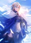  armor armored_dress black_legwear blonde_hair braid commentary_request fate/apocrypha fate/grand_order fate_(series) headpiece highres jeanne_d'arc_(fate) jeanne_d'arc_(fate)_(all) long_braid long_hair looking_at_viewer moe_(hamhamham) single_braid smile solo thighhighs 