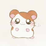  ayu_(mog) blush chibi closed_mouth commentary_request full_body hamster hamtaro hamtaro_(hamtaro) looking_at_viewer no_humans pink_background simple_background solo standing whiskers 