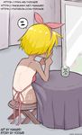  ambiguous_gender blonde_hair building clothed clothing comic digital_media_(artwork) hair hanage1 house human human_only inside low_res mammal not_furry partially_clothed solo window 