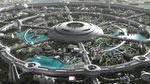  3d architecture building city day dome from_above highres island jfliesenborghs lake landscape megastructure nature no_humans original outdoors park road scenery science_fiction skyscraper tower tree 