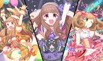  :d ;) \o/ ahoge animal_costume arms_up blush brown_hair bunny_costume cosplay costume eyebrows_visible_through_hair fuwasn1545 glowstick green_eyes highres ichihara_nina idol idolmaster idolmaster_cinderella_girls idolmaster_cinderella_girls_starlight_stage kamiya_nao kigurumi long_hair multiple_girls one_eye_closed open_mouth outstretched_arms satou_shin smile thick_eyebrows triad_primus twintails v-shaped_eyebrows 