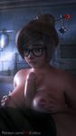 3d breasts brown_hair glasses licking mei_(overwatch) nail_polish overwatch paizuri patreon vgerotica 
