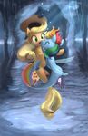  2018 :o alternate_species applejack_(mlp) bakuel blonde_hair blush boop bubble cute cutie_mark digital_media_(artwork) digital_painting_(artwork) duo eyes_closed female female/female fin fish freckles friendship_is_magic full-length_portrait green_eyes grin hair hat hooves hybrid marine multicolored_hair my_little_pony my_little_pony_the_movie nude portrait rainbow_dash_(mlp) rainbow_hair scales sea sea_pony smile sunlight surprise teeth tongue underhoof underwater water 