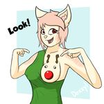  2017 animated anthro big_breasts breasts capri cat christmas clothed clothing doxxyl feline female hair holidays humor mammal nipple_bulge nipple_pasties one_breast_out pink_hair presenting presenting_breasts simple_background skimpy suggestive text 