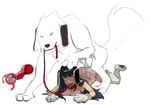  ahegao akamaru_(naruto) bestiality black_hair collar cum dog hyuuga_hinata interspecies leash naruto polyle 