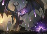  88grzes anthro curved_horn day detailed_background digital_media_(artwork) dragon magic magic_the_gathering male membranous_wings nicol_bolas outside solo standing wings 