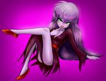  1girl breasts dress eyebrows green_eyes high_heels lips long_hair monster monster_girl purple_hair scooby-doo scooby-doo_and_the_ghoul_school shoes sibella simple_background solo vampire zionworldartist 