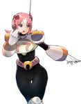  armor belt bodysuit breastplate breasts byte_(grunty-hag1) gloves headset multicolored_hair nana_(rockman) pink_hair rockman rockman_x rockman_x_command_mission shoulder_pads two-tone_hair 