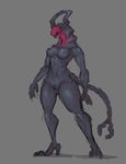  agitype01 alien breasts eyeless female nipples nude pussy simple_background sketch solo standing thick_thighs 