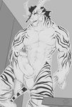  2018 anthro balls charr erection fasttrack37d feline guild_wars male mammal muscular solo video_games 