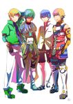  armor blonde_hair blue_hair boots claude_kenni commentary_request crossover edge_maverick fayt_leingod happy knee_boots multiple_boys roddick_farrence short_hair so3fans star_ocean star_ocean_first_departure star_ocean_the_last_hope star_ocean_the_second_story star_ocean_till_the_end_of_time 