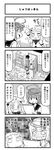  4koma :d ahoge blush censored check_translation comic commentary_request enemy_aircraft_(kantai_collection) greyscale hair_ornament highres horns i-58_(kantai_collection) kantai_collection kurogane_gin long_hair mittens monochrome mosaic_censoring multiple_girls northern_ocean_hime open_mouth school_swimsuit school_uniform serafuku shinkaisei-kan short_hair smile swimsuit swimsuit_under_clothes translation_request 