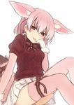  :p alternate_costume animal_ears aran_sweater arm_support bangs blush bow bowtie breasts brown_eyes brown_neckwear brown_sweater closed_mouth commentary_request extra_ears eyebrows_visible_through_hair fennec_(kemono_friends) finger_to_tongue fox_ears fox_girl fox_tail hair_between_eyes heart heart-shaped_pupils kemono_friends looking_at_viewer medium_breasts miniskirt nagami_yuu pink_hair pink_legwear pleated_skirt puffy_short_sleeves puffy_sleeves short_sleeves sidelocks simple_background sitting skirt smile solo sweater symbol-shaped_pupils tail tail_bow thigh_strap thighhighs tongue tongue_out white_background white_skirt 