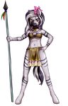  2018 alpha_channel anibaruthecat anthro clothing equine fan_character female hair hi_res holding_object holding_weapon loincloth mammal melee_weapon my_little_pony navel polearm simple_background solo spear transparent_background weapon zebra 