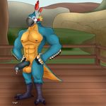  abs anthro avian balls beak biceps breath_of_the_wild foreskin furryrex_(artist) general: kass_(zelda) male muscular nintendo pecs penis rito solo the_legend_of_zelda uncut vein video_games 