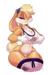  absurd_res anthro breasts butt_from_front clothed clothing female hair hair_over_eye hi_res lagomorph lola_bunny looking_at_viewer looney_tunes mammal pants_down partially_clothed pussy rabbit smile solo space_jam spirale thick_thighs under_boob voluptuous warner_brothers wide_hips 