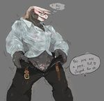  agitype01 anthro clothed clothing cuntboy dinosaur english_text eyewear glasses intersex muscular muscular_cuntboy muscular_intersex pussy pussy_juice shirt solo standing sweat teacher text tongue tongue_out wet_shirt 