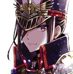  gloves hat long_hair looking_at_viewer meleph_(xenoblade) military military_hat military_uniform pauldrons reverse_trap simple_background smile solo uniform xenoblade_(series) xenoblade_2 zenomoff 