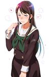  :q bangs blush braid brown_hair brown_skirt cowboy_shot cum cum_in_mouth double-breasted drooling fig_sign glint green_neckwear hair_ornament half-closed_eyes hand_up heart heart-shaped_pupils hibike!_euphonium highres iku_(ikuchan_kaoru) long_hair long_sleeves looking_at_viewer naughty_face neckerchief nose_blush pleated_skirt pubic_hair purple_eyes saliva saliva_trail school_uniform serafuku shiny shiny_hair side_braid sidelocks simple_background single_braid skirt solo souga_yoriko sparkle speech_bubble spoken_heart stain stained_clothes standing steam straight_hair stray_pubic_hair sweat swept_bangs symbol-shaped_pupils tongue tongue_out white_background 