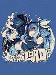  bangs blue_background blue_eyes blue_hair blunt_bangs dizzy eric_muentes guilty_gear looking_at_viewer necro_(guilty_gear) shaded_face solo twintails 