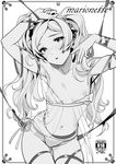  absurdres babydoll blush cover cover_page doujin_cover emily_stewart flat_chest greyscale hairband highres idolmaster idolmaster_million_live! joey_koguma looking_at_viewer monochrome navel nipples parted_lips ribbon sketch solo twintails 