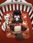  ambiguous_gender baby bed bottle canine crib diaper drinking lying mammal pawpads plushie poofy-shark red_eyes smile wolf young 