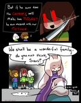  animated_skeleton asriel_dreemurr bone boss_monster caprine chara_(undertale) clothing comic english_text fur goat hi_res human knife long_ears mammal protagonist_(undertale) red_eyes renrink sans_(undertale) simple_background skeleton stripes text toriel undead undertale video_games white_fur 