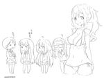  5girls :d :i arm_at_side bikini breast_envy breasts chibi closed_eyes closed_mouth collarbone covered_nipples cropped_legs dated dog fang_out glasses greyscale groin hair_bobbles hair_down hair_ornament hand_on_own_chest hands_on_own_chest inuyama_aoi jitome kagamihara_nadeshiko large_breasts long_hair looking_at_another low_twintails monochrome mudou_eichi multiple_girls navel number oogaki_chiaki open_mouth own_hands_together pleated_skirt saitou_ena school_uniform serafuku shima_rin short_hair side-tie_bikini side_ponytail sketch skirt sleeves_past_wrists smile standing sweatdrop sweater swimsuit thick_eyebrows translated twintails twitter_username v-shaped_eyebrows very_long_hair white_background yurucamp 