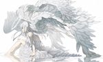  angel dress gray_hair green_eyes halo long_hair original reflection water wings yuzua 