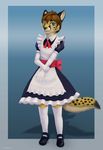  2018 anthro clothed clothing crossdressing digital_media_(artwork) feline fur hair jamesfoxbr legwear lineless lineless_art looking_at_viewer maid_uniform male mammal simple_background smile solo uniform 