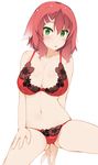 :o ass_visible_through_thighs blush bra breasts green_eyes hair_between_eyes hair_ornament hairclip hinata_masaki large_breasts lingerie looking_at_viewer original panties red_bra red_hair red_panties short_hair simple_background solo spread_legs underwear underwear_only white_background 